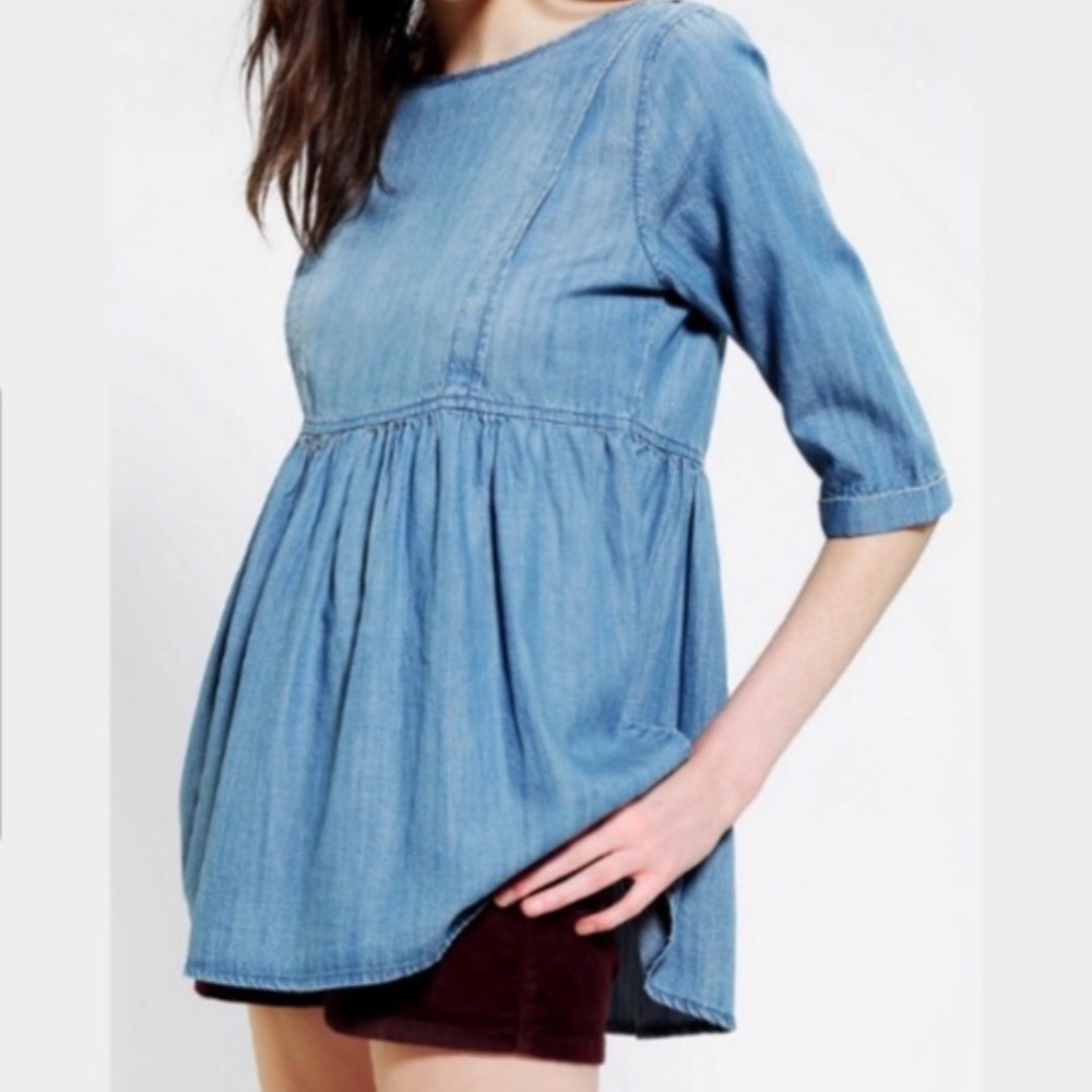 COINCIDENCE & CHANCE  Chambray Babydoll Top